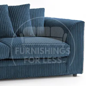 Luxor Marine Blue Jumbo Cord Large 5 Seater Corner Sofa Long Left Hand Facing