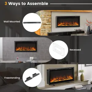 Costway 36 Inch Electric c Wall-Mounted Recessed Freestanding Fireplace