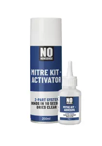 No Nonsense Transparent Mitre adhesive 200ml 50g, Set of 2