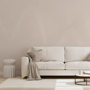 Minimalistic Warm Neutral Waves Wallpaper Mural - Peel & Stick Wallpaper - Size Large (500 x 265 cm)