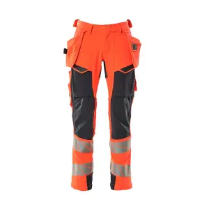 Mascot Accelerate Safe Trousers with Holster Pockets - Hi-Vis Red/Dark Navy   (34.5) (Leg Length - Long)