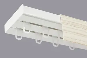 Double Curtain Ceiling Rail Track PCV 400 cm (L) HOOKS + BLEACHED COVER