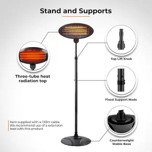 Pro Elec PEL01218 2kW Free Standing Infrared Heater