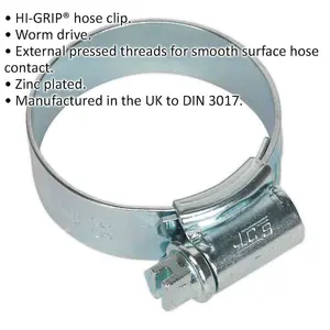 20 PACK Zinc Plated Hose Clip - 25 to 35mm Diameter - External Pressed Threads