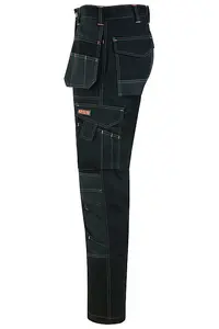 MS9 Men's Work Cargo Trousers Pants Jeans Comes with Multi Functional Pockets T5, Black - 40W/34L