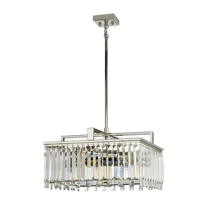 4 Bulb Chandelier Ceiling Light Cut Glass Crystals Highly Polished Nickel LED E27 60W