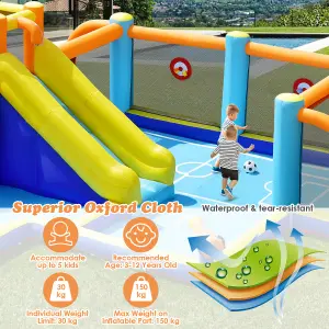 Costway Giant Soccer-Themed Inflatable Bouncer Backyard Wet Dry Combo Slide Jump House