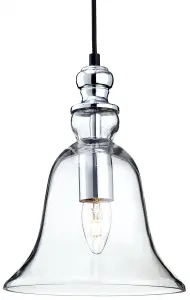 Luminosa Omar 1 Light Dome Ceiling Pendant Chrome, Clear Glass, E27