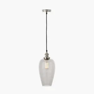 Glass Pendant Ceiling Light with Antique Silver Metal Chain Pendant