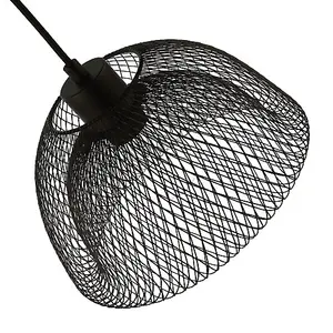 Industrial and Modern Double Mesh Wire 26cm Pendant Light Shade in Matte Black