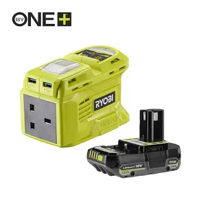 Ryobi 18V ONE+ Cordless Battery Inverter Kit (1 x 2.0Ah) - RY18BI150B-120