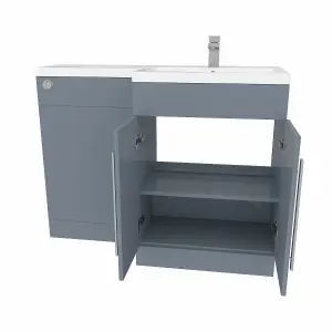 Rinse Bathrooms 1100mm RH Vanity Unit with Basin and Back to Wall Unit Bathroom Storage Unit Free Standing Gloss Grey