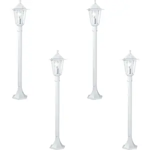 4 PACK IP44 Outdoor Bollard Light White Aluminium Lantern 60W E27 Lamp Post