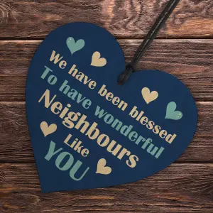 Red Ocean Neighbour Appreciation Gifts - Handmade Wooden Heart Gift For Neighbour - Gifts For Friend