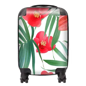 Tropical Flowers And Palm Leaves Hawaiian Suitcase - Mini Cabin