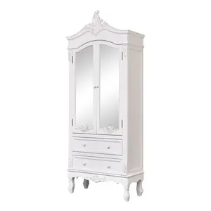 Melody Maison Antique White Mirrored Closet - Pays Blanc Range