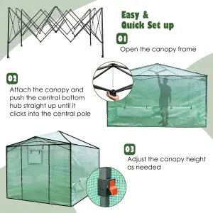 Costway 3.6 x 2.4 m Folding Pop-up Greenhouse Walk-in Gardening Greenhouse