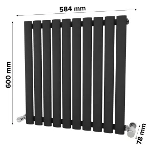 Ximax Fortuna FOR600584A Anthracite Gas Vertical Designer 1532BTU Radiator, (W)584mm x (H)600mm