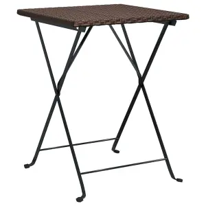 Berkfield Folding Bistro Table Brown 55x54x71 cm Poly Rattan