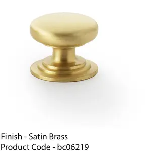 Stepped Round Door Knob - Satin Brass 32mm Classic Kitchen Cabinet Pull Handle