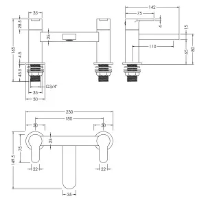 Round Deck Mounted Bath Filler Tap - Brushed Pewter