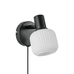 Nordlux Milford Mini Indoor Bedroom Living Dining Hallway Wall Light In Black (Height) 16.5cm