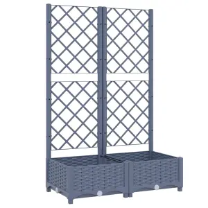 Berkfield Garden Planter with Trellis Dark Grey 80x40x121.5 cm PP