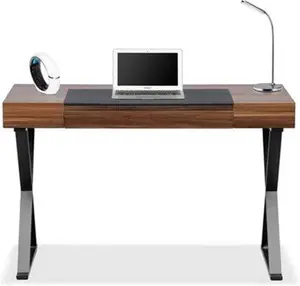 Homeology Adonis Walnut And Matte Legs Ergonomic Home Office Luxury Computer Desk Black