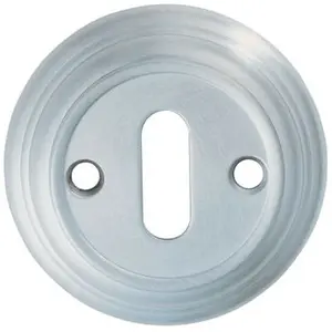 55mm Lock Profile Round Escutcheon Reeded Design Satin Chrome Keyhole Cover