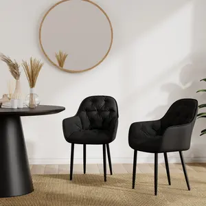 Yazmin Upholstered Dining Chair (Set of 2) Black