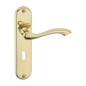 URBNLIVING 184mm Length 8 Pcs Kensington Metal & Polished Brass Lever Latch Door Keyhole Handle Set