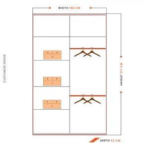 Sliding Wardrobes 4U Simona Double Mirror Sliding Door Wardrobe in 5 Colors - Walnut (W)1800mm (H)2170mm