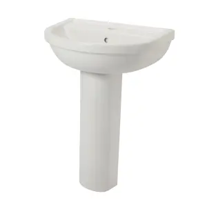 GoodHome Winam Gloss White Oval Full pedestal Basin (H)82cm (W)54.5cm