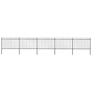 Berkfield Garden Fence with Spear Top Steel 8.5x1.2 m Black