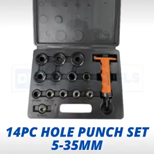 14pc Hole Punch Set Heat Treated Carbon Steel Hobby Engineering Safety Equipment