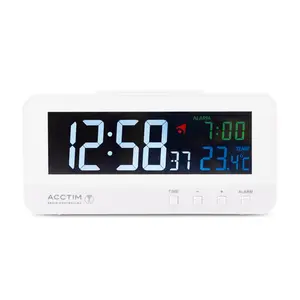 Digitally Radio Clock Alarm Tabletop Clock in Grey