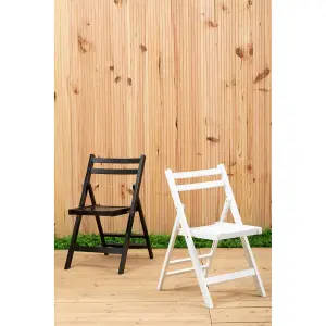 Interiors by Premier Wood White Finish Folding Chair, Space-saver Camping Chair, Easy Foldable Wood Chair, Easy to Clean Chair