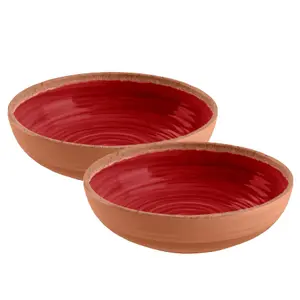 Purely Home Rustic Swirl Red Melamine Bowls - Set of 2