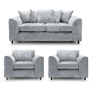 Monaco Chenille Fabric 3 Piece Sofa Set - 3 1 1 Light Grey