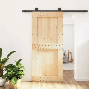 Berkfield Sliding Door with Hardware Set 95x210 cm Solid Wood Pine