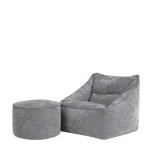 icon Natalia Chenille Armchair Bean Bag and Pouffe Set Grey Giant Bean Bag Chair