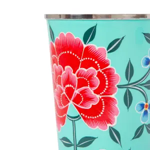 BillyCan Hand-Painted Picnic Cups - 300ml - Mint Peony - Pack of 6