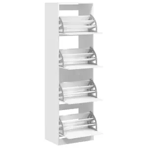 Shoe Cabinet with 4 Flip-Drawers White 60x42x204 cm