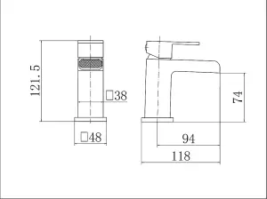 BATHWEST Matte Black Waterfall Square Basin Taps with Pop Up Waste Basin Mixer Taps with Drain Monobloc