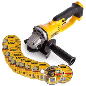 Dewalt DCG412N 18v XR Cordless 125mm Angle Grinder + 10 Disc 115mm 1.2mm Discs