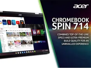 Acer Spin 714 Chromebook Plus, Intel Core i3 Processor, 8GB RAM, 256GB SSD, 14" Full HD Touchscreen, Black