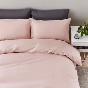 Pure Cotton Duvet Cover Set Blush / Double - 2 Pillowcases (45 x 80 cm)