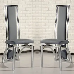 Chicago Grey Faux Leather Dining Chairs In Pair