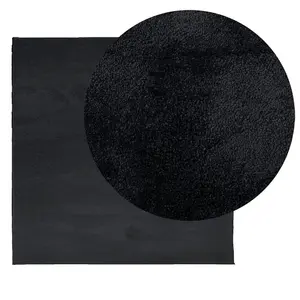 Rug OVIEDO Short Pile Black 160x160 cm