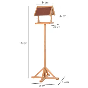 PawHut Wooden Bird Feeder w/ Cross-shaped Support Feet Weather Resistant Roof